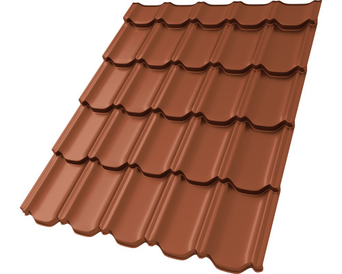 Металлочерепица Kvinta Plus 3D 0,5 Satin Matt TX RAL 8004 терракота в Санкт-Петербурге