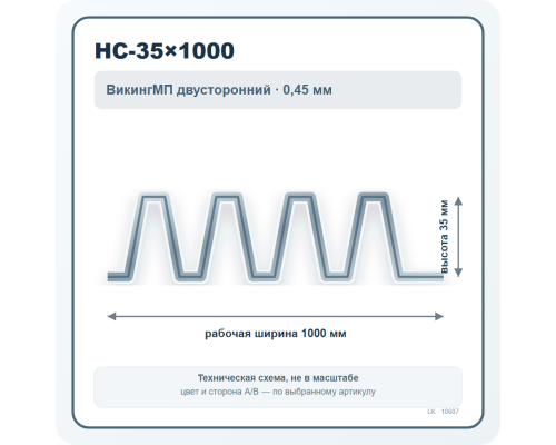 Профлист НС-35×1000 ВикингМП двусторонний 0,45 мм