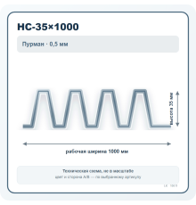Профлист НС-35×1000 Пурман 0,5 мм